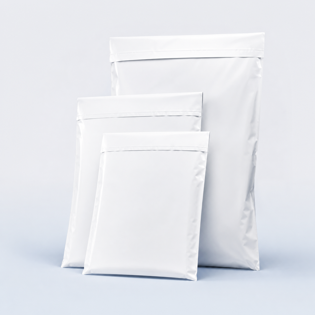 White mailing satchels