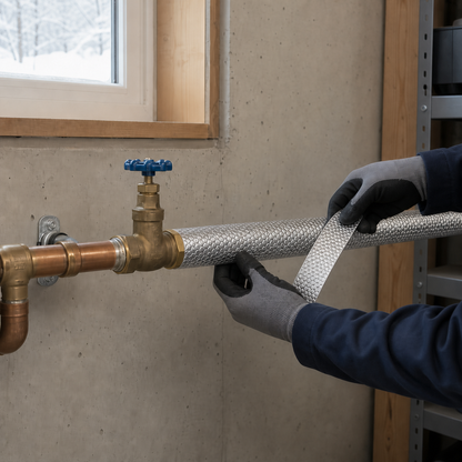 Foil bubble wrap installed around a cold-water pipe