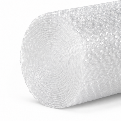 Clear coreless bubble wrap roll construction close-up