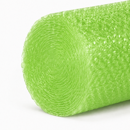 Eco Green coreless bubble wrap roll construction close-up