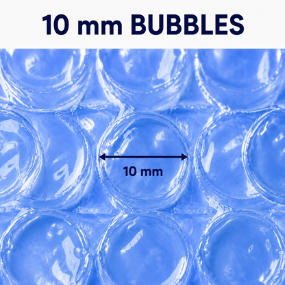 Ocean Blue coreless bubble wrap with 10 mm bubbles close-up
