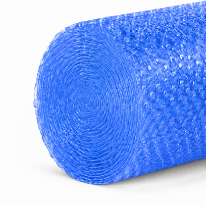Ocean Blue coreless bubble wrap roll construction close-up