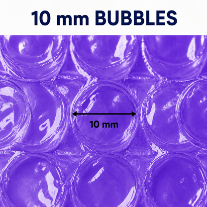 Royal Purple coreless bubble wrap with 10 mm bubbles close-up