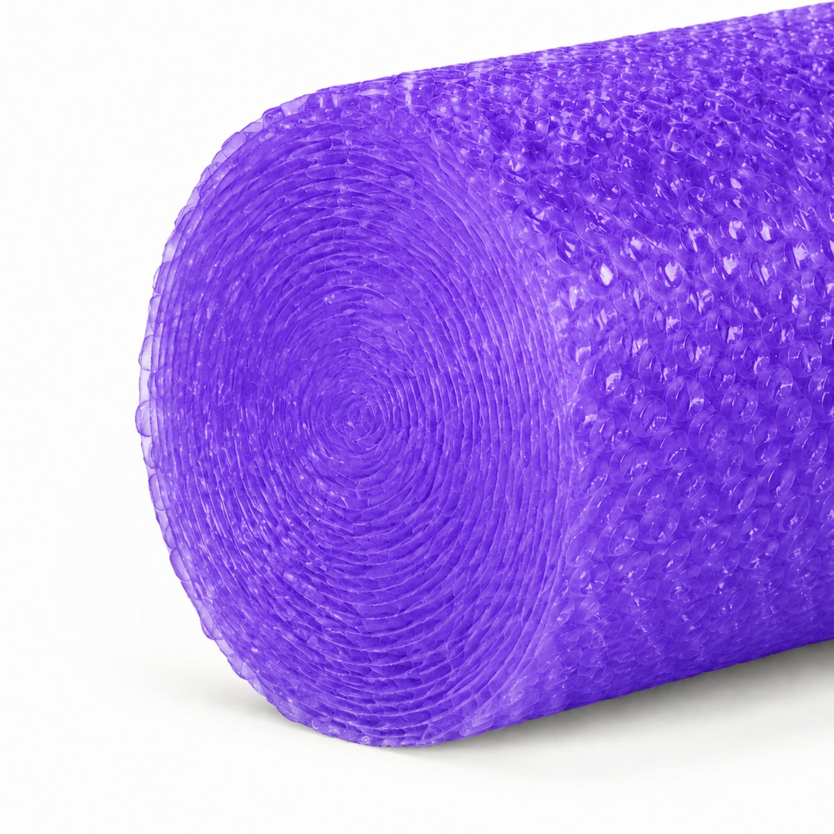 Royal Purple coreless bubble wrap roll construction close-up