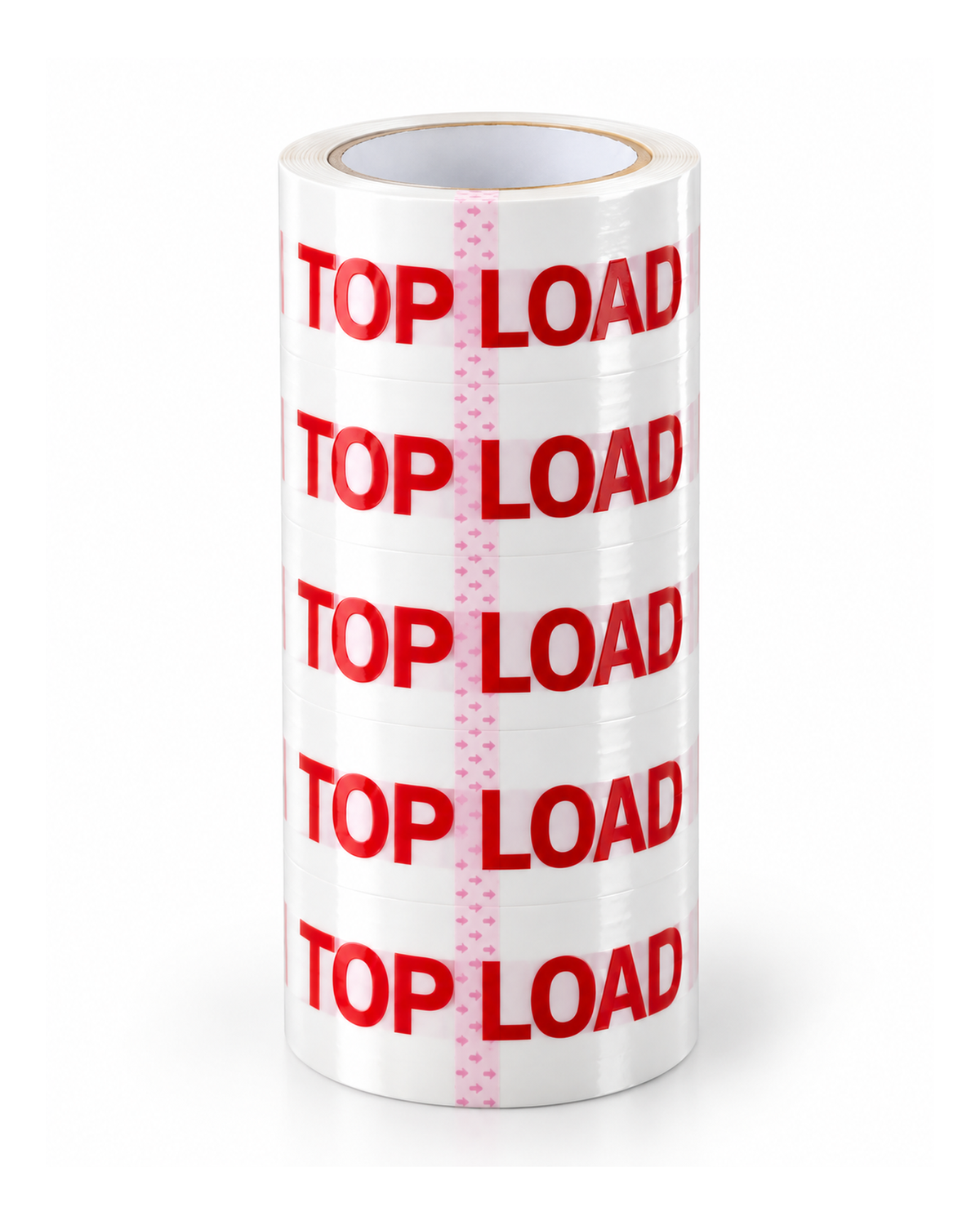 Top Load printed packing tape roll on white background