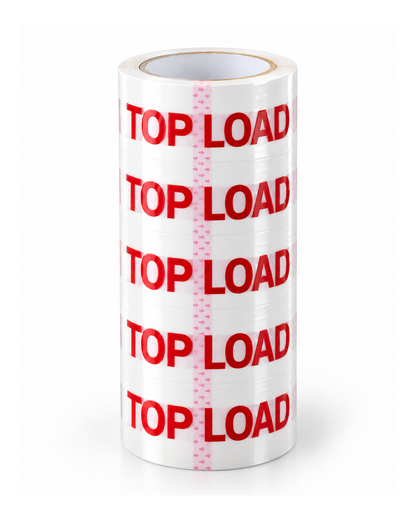 Top Load printed packing tape roll on white background